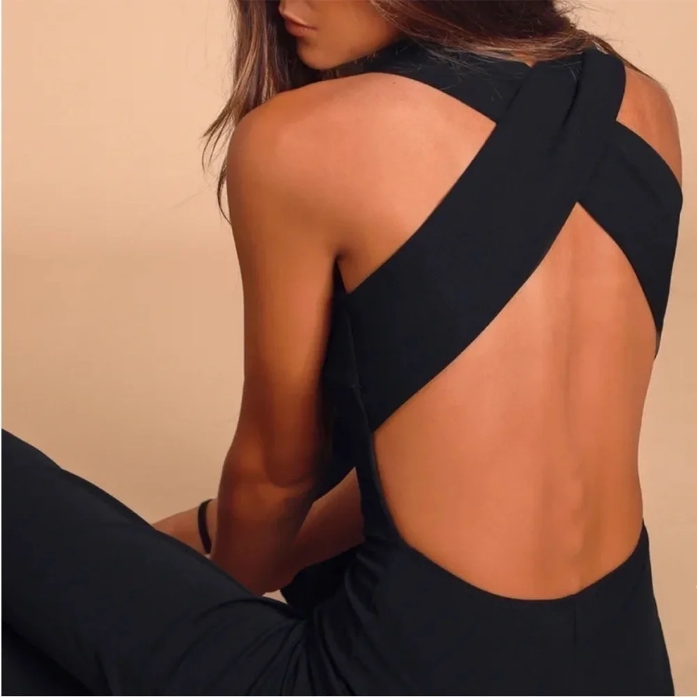 Lulus - Thinking Out Loud Black Backless Jumpsuit - Size Small NWT‎